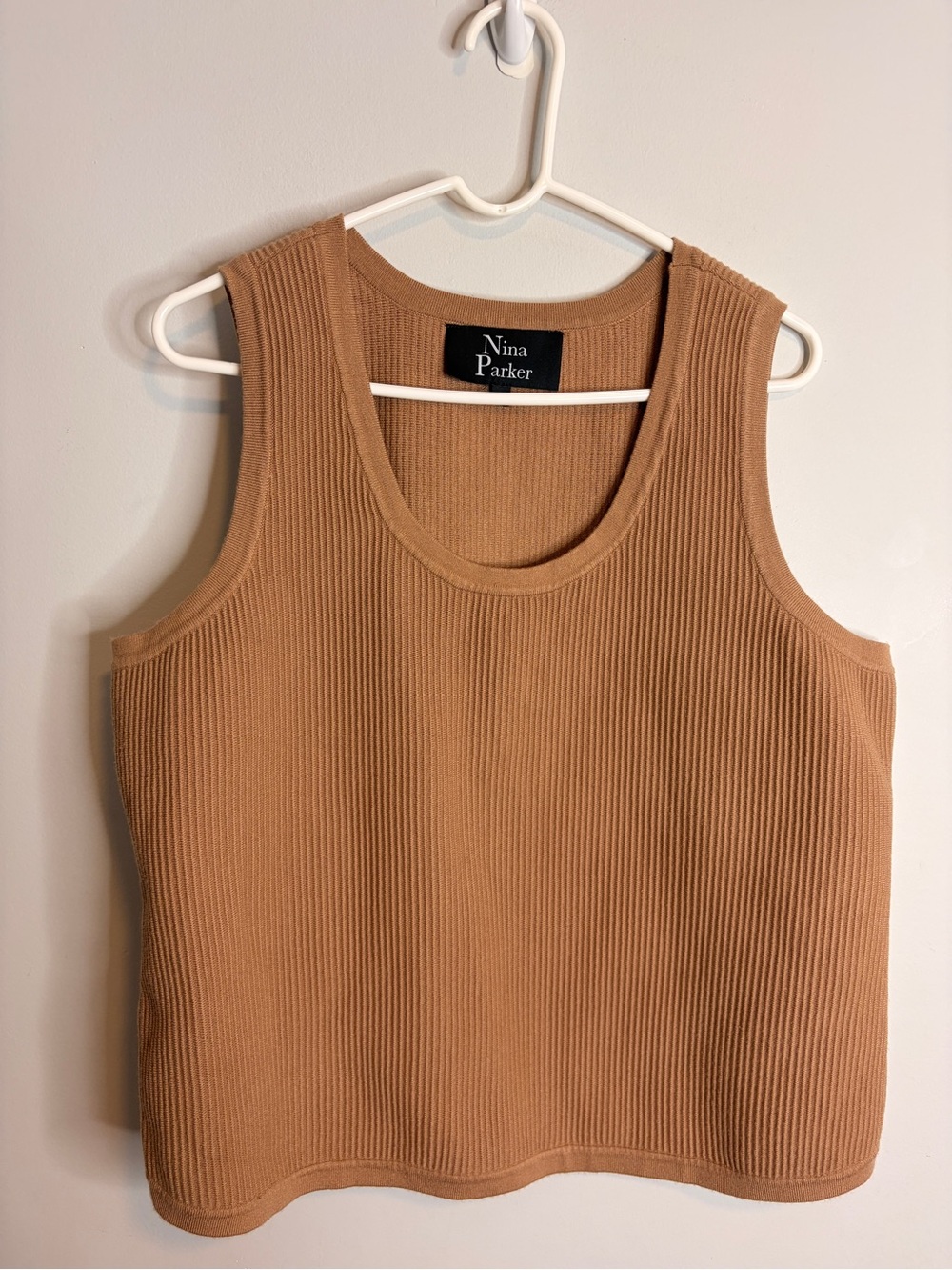 Nina Parker Ribbed Knitted Tank Top Camel Brown 2X